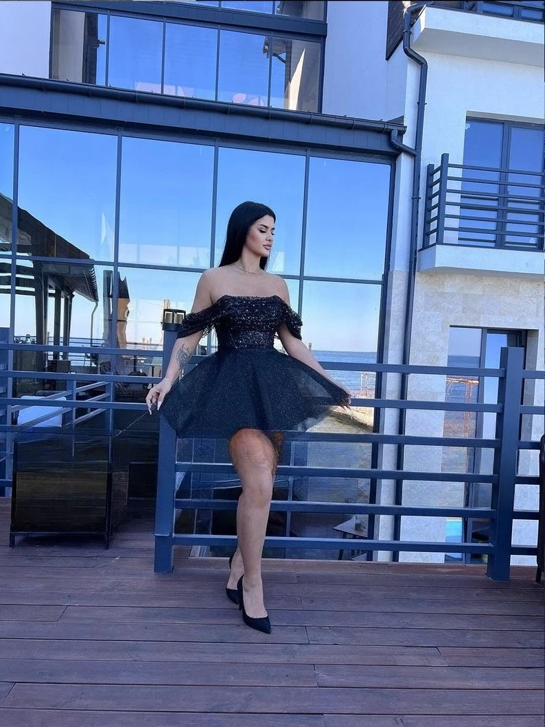 Short Corset Sparkly Off The Shoulders Gliter Dress Cocktail Dresses  Elegant Dress Women for Wedding Party Evening Gown