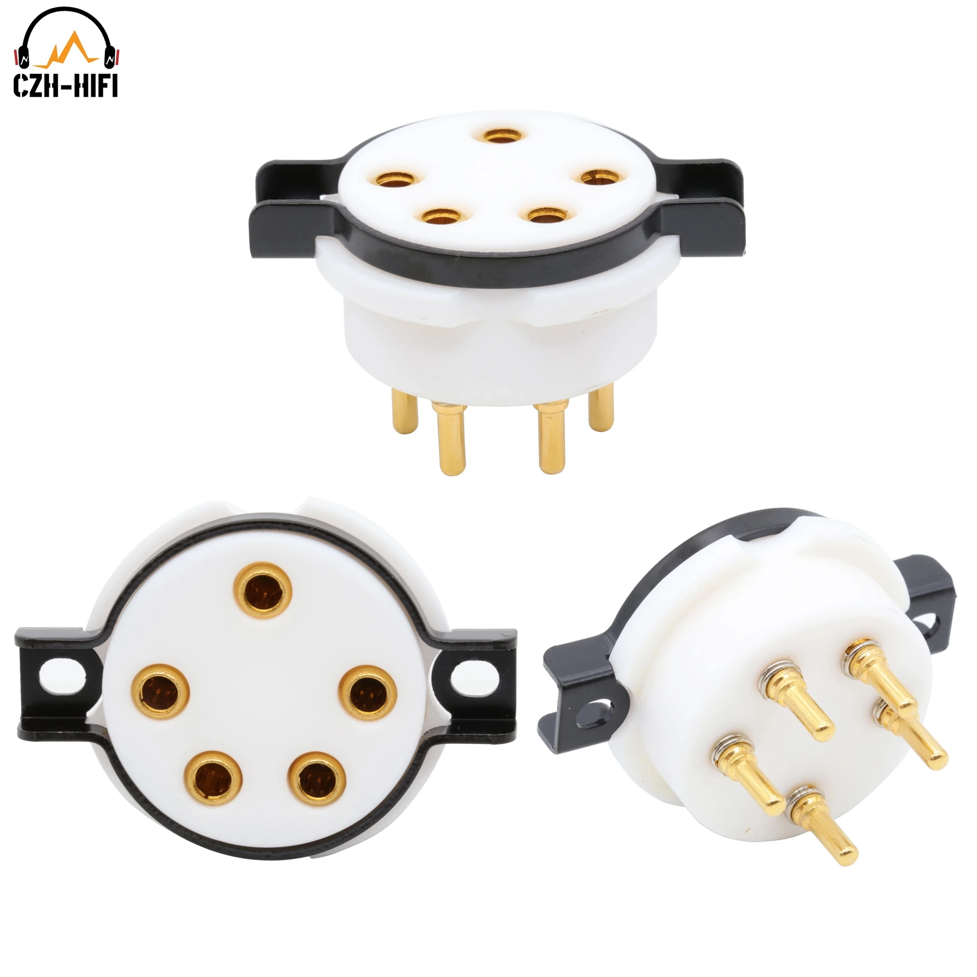 1pc EIZZ High End 6pin PTFE Tube Socket Valve Base Power Lamp Jack for  WE310A 10J12S 41 6C6 Vintage Audio Amplifier DIY