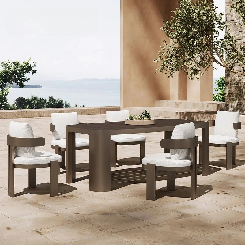 Terno ao ar livre de metal móveis ao ar livre hotel jardim cadeira conjunto villa mesa resort pátio ao ar livre jantar cadeira conjunto