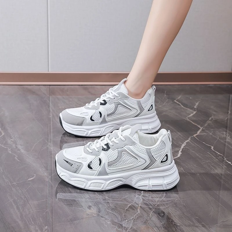 2026 Spring Ladies Air Flow Net Seoul Fashion Multiuse Sport Footwear Leisure Platform Clunky Trainer Running