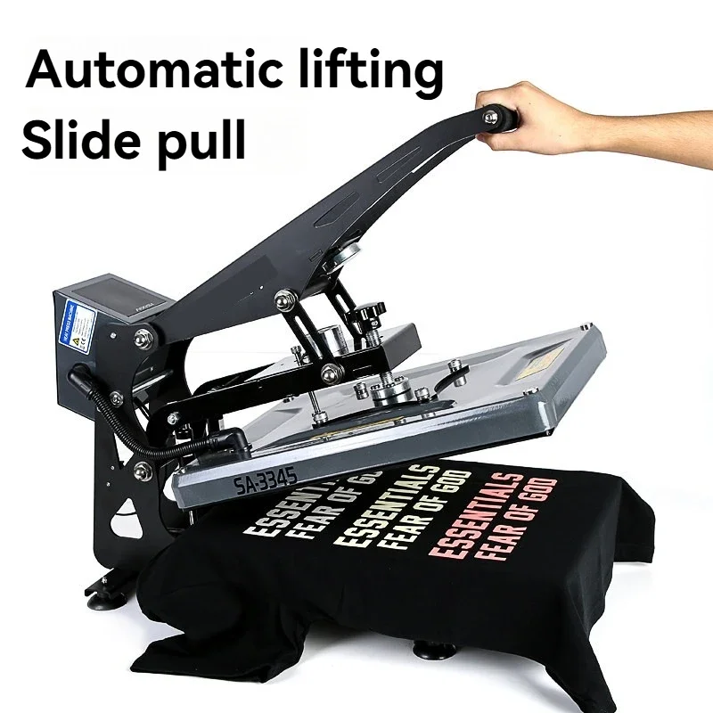 Semi-automatic high-pressure flatbed heat transfer press for T-shirt vinyl and rhinestone application
