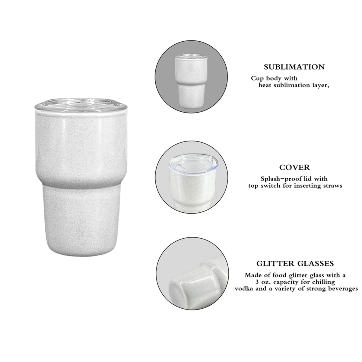 6PCS Mini 3oz Tumbler Shot Glass with Straw and Lids , Sublimation Double Layer Shot Glasses Set for Drinks, Coffee image 4