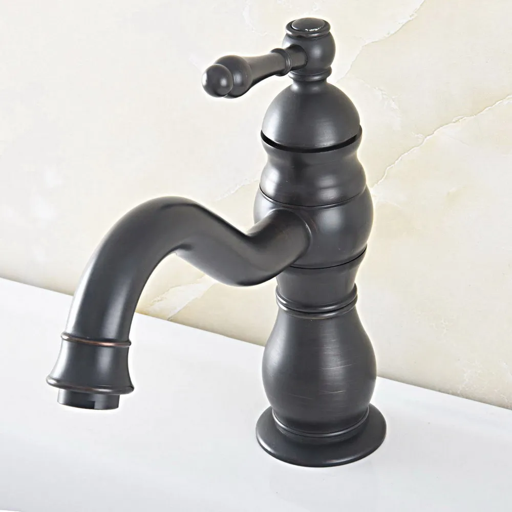 

Black Oil Rubbed Brass 1 Hole Deck Mount Kitchen Bathroom Sink Faucet Swivel Spout Hot Cold Mixer Water Tap 2sf817