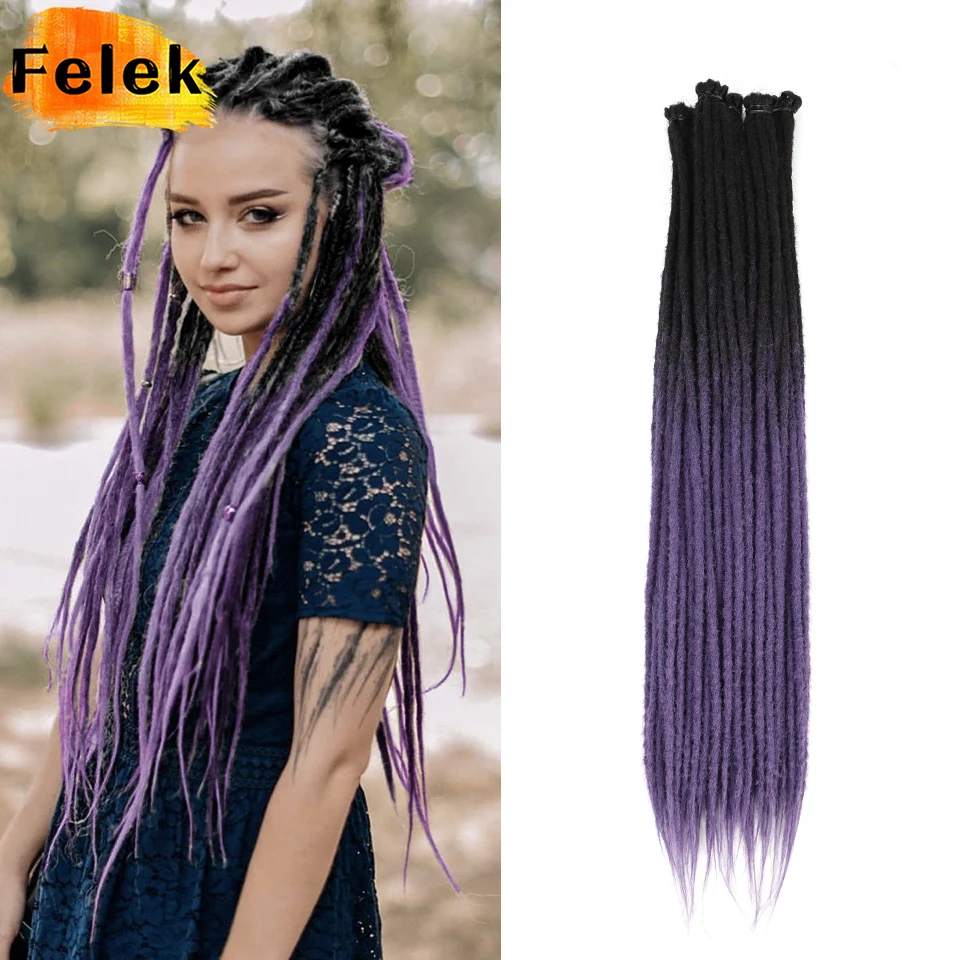 10 Strands/Pack Dread Locks Hair Extension 24 Inch Synthetic Handmade Crochet Hair Reggae Hippie Style Faux Locks Crochet Hair