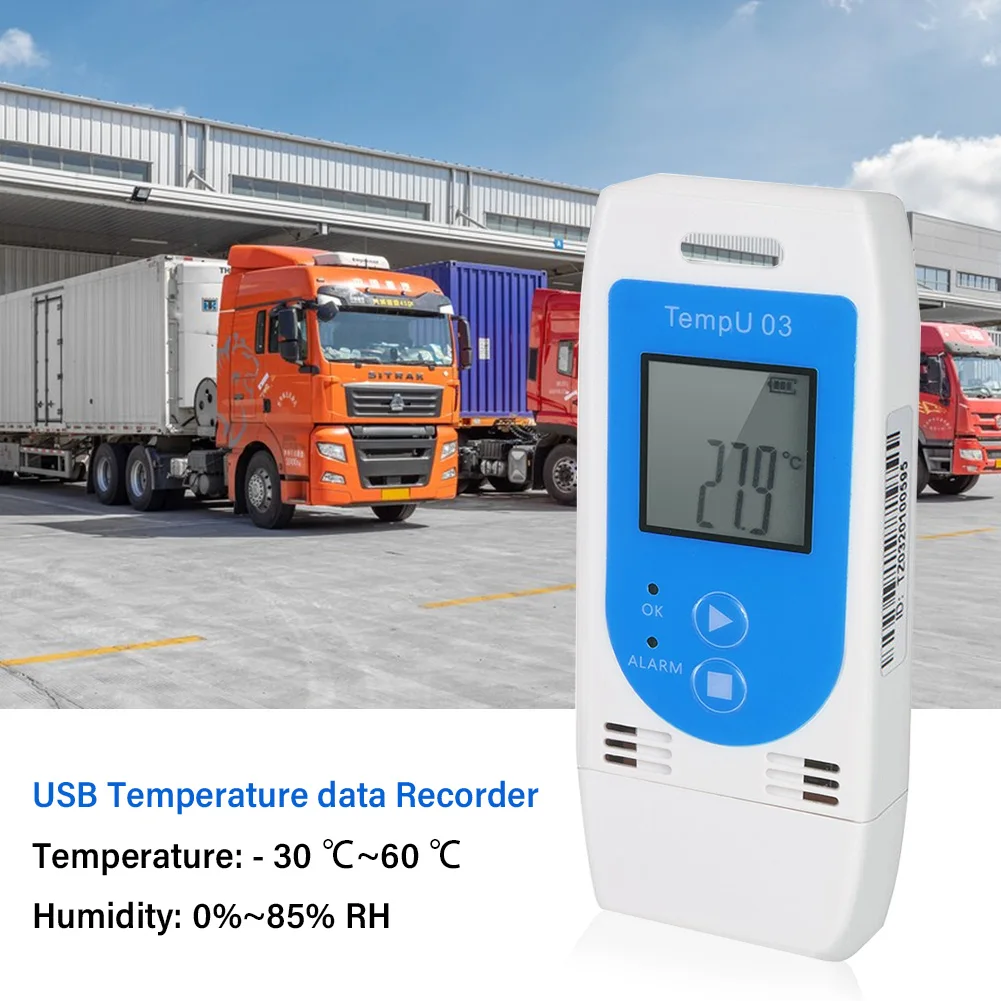 Professional USB Temperature & Humidity Data Logger -30~60℃&0~85%RH Indicator Light Alarm for Warehouse Transport Laboratory Etc