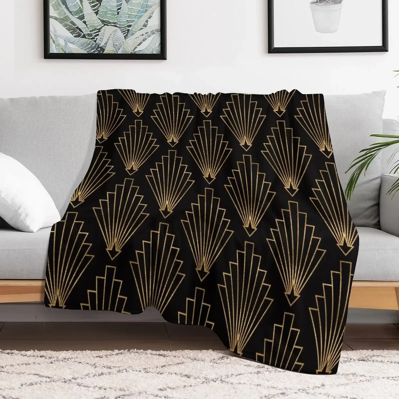 Gatsby deco - origami fans vol 2, black and gold Throw Blanket Extra Large Throw Thermals For Travel Cute Blankets