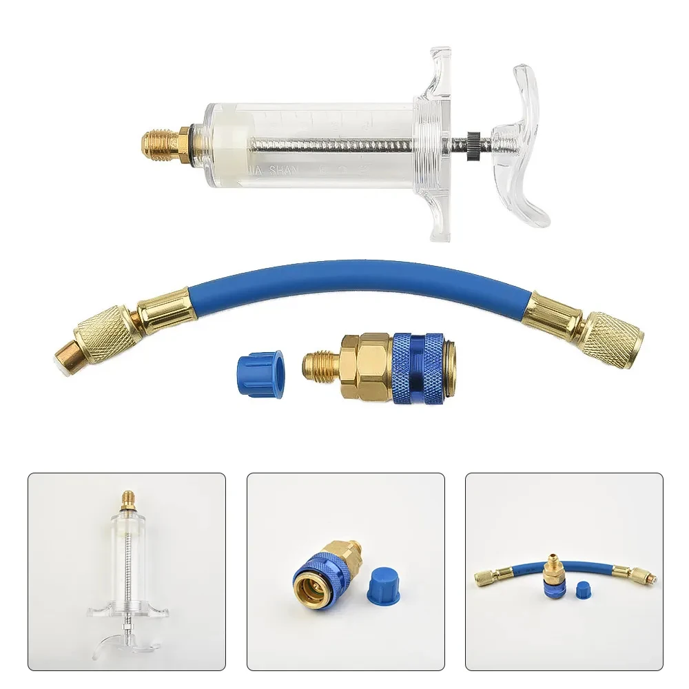 Car A/C Oil And Dye Injector 30ml With R-134a Low Side Quick Coupler Adapter 1/4\