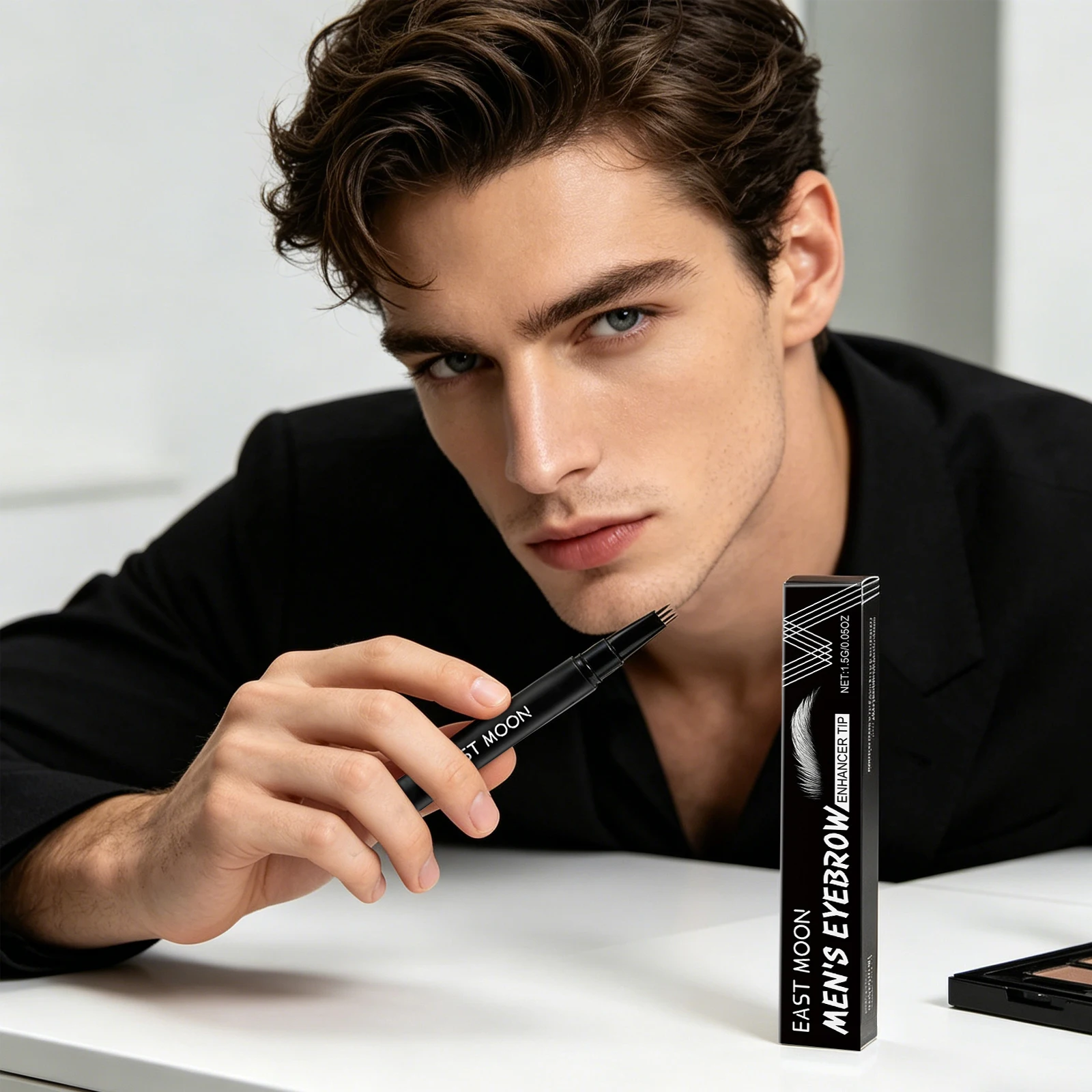 East Moon Men Eyebrow Pen Kit Lasting Waterproof For Beginner Sweat Proof Easy Applying Profession Makeup Natural Eyebrow Pencil view 4