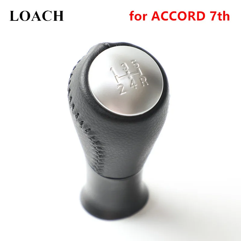 Leather 5 Speed Gear Shift knob For Honda Accord VII 7 MK7 2003 2004 2005 2006 2007 2008 Stick Lever Shifter Pen Arm POMO Ball