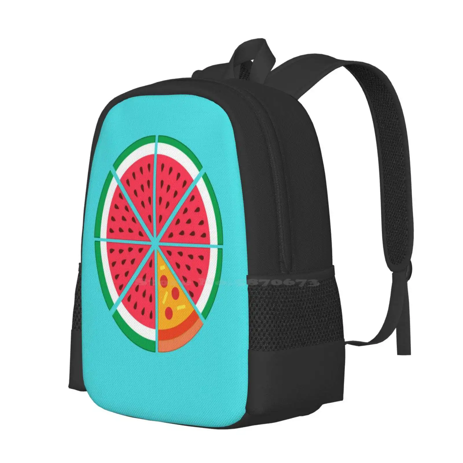 Watermelon Pizza Hot Sale Schoolbag Backpack Fashion Bags Watermelon Fruit Pizza Food Pastel Colorful Summer Healthy Eating Pun