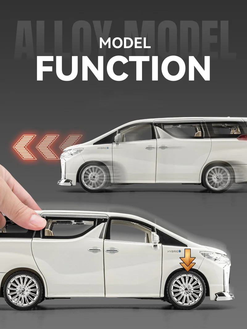 1:24 Key Control Version Toyota Alphard MPV Legierung Automodell Druckguss Metallfahrzeuge Automodell Sound und Licht Kinderspielzeug Geschenk – Detail 8