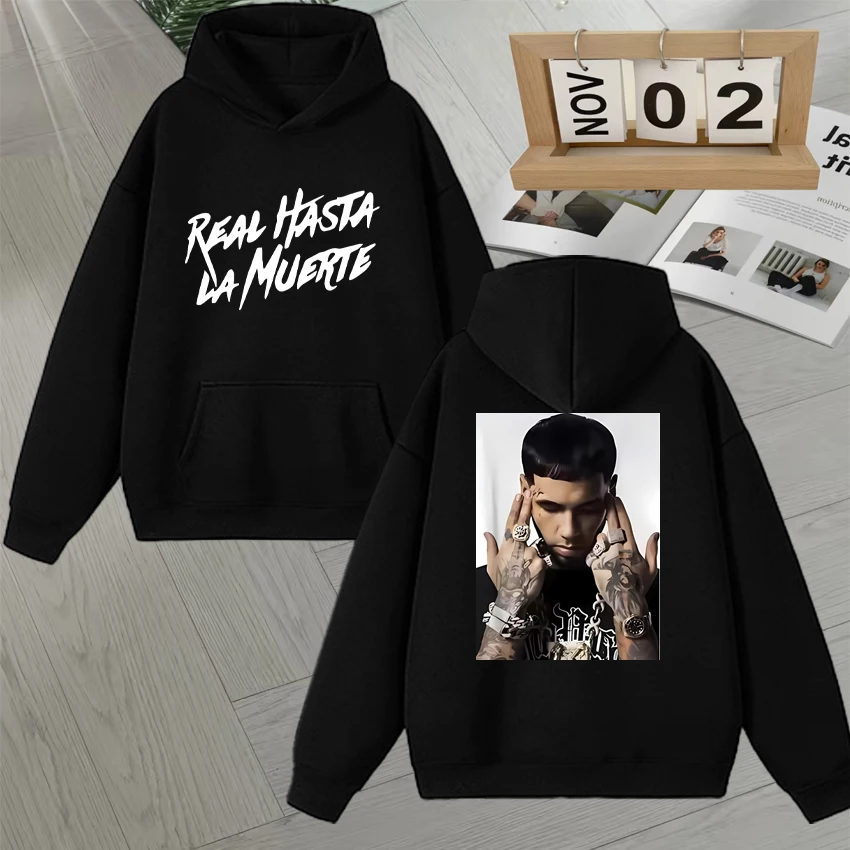 

Trend Rapper Anuel AA Real Hasta La Muerte Style Casual Hoodie Men Women Hip Hop Retro Style Oversized Fleece Sweatshirt Unisex