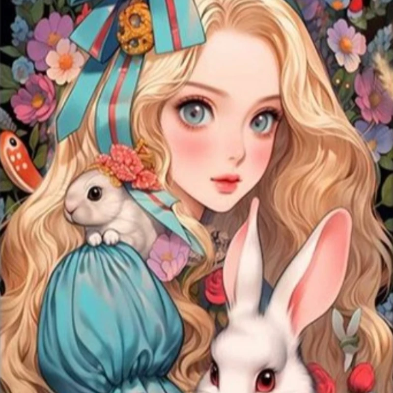 

70*50cm Rabbit and Alice Bestselling 1000pcs Jigsaw Puzzle Premium Paper Educational Cartoon Anime DIY Toy for Birthday Gifts ‌