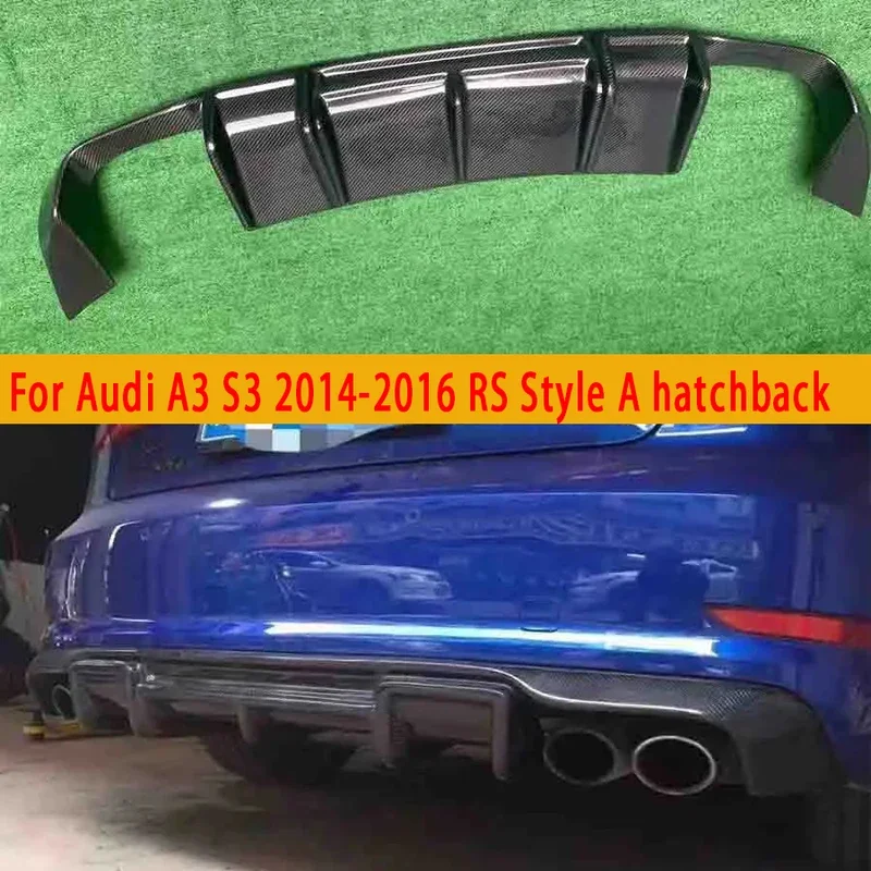 For Audi A3 S3 2014-2016 RS Style Carbon Fiber Back lip Car Bumper Diffuser Rear Splitters Spoiler body kit