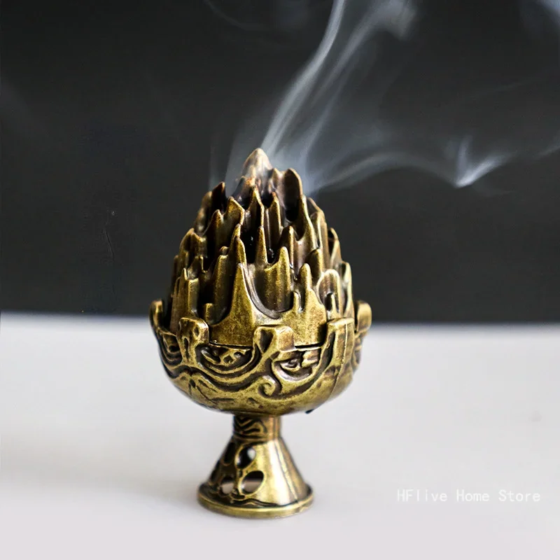 Alloy Mini Boshan Incense Burner Chinese Ancient Home Indoor Decoration Sandalwood Stick Cense Holder Desk Ornaments