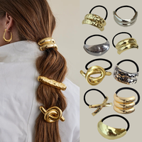 2024 New Metal Irregular Golden Color Hair Bands Elastic Hair Scrunchies Hair Rope Headbands Women Girls Hair Accessories Gifts