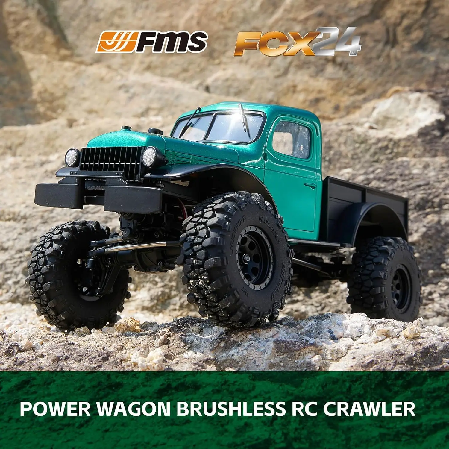 Brushless 1/24 Power Wagon S RC Rock Crawler, 4X4 Offroad Truck with 2 Speed Switch and LED Lights for Adults, Green