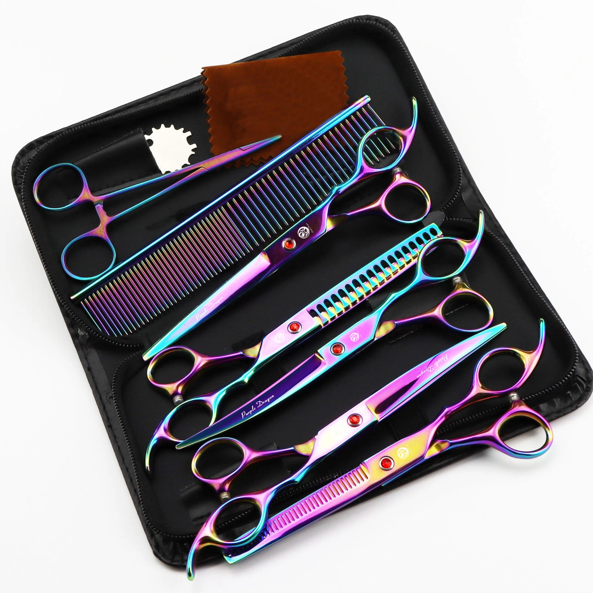 Imagem -02 - Cão Grooming Scissors 6.5 Japão Inoxidável Pet Tesoura Reta Tesouras Curvas Chunker Cão Curvo Tesoura Conjunto Dropshipping