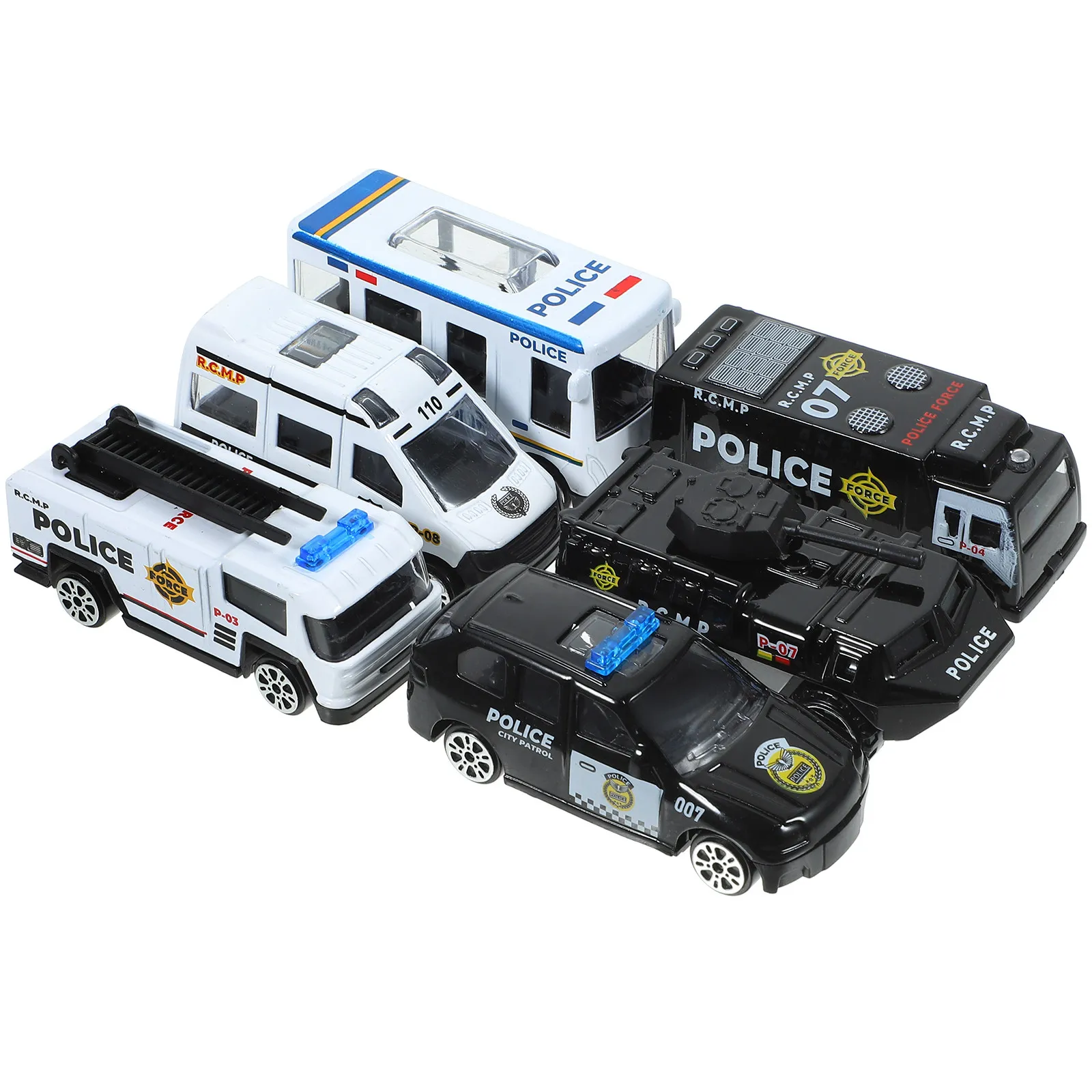 

6Pcs Police Car Set Assorted Die-Cast Simulation Inertia Control Pull Back Cars for Gifts Children Play