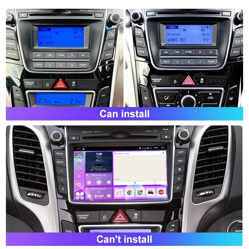 راديو السيارة لشركة هيونداي I30 إلنترا GT GD 2012-2017 نظام تحديد المواقع والملاحة Carplay راديو لاسلكي مجموعة مشغل فيديو الوسائط المتعددة