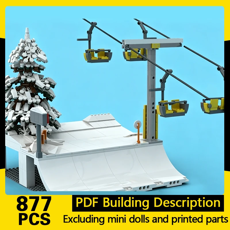 City Street View Model MOC Building Bricks Winter Ski Hill Modular Technology Gifts Holiday Assemble Children Toys Suit