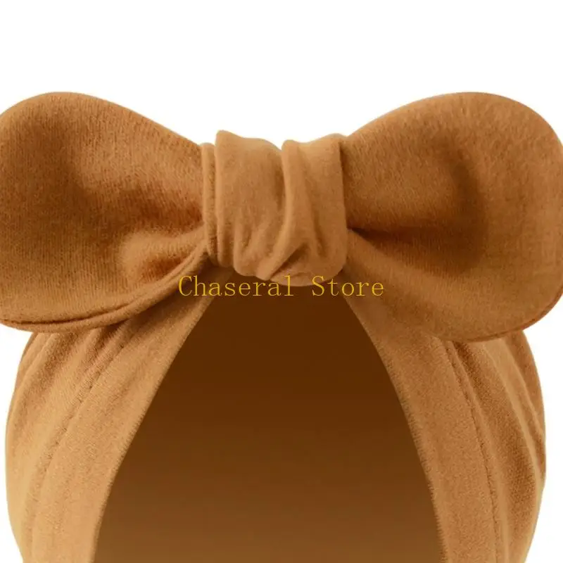 

E7CE 4 Set Cotton Infant Bowknot Hat with Matching Mittens Anti Scratch Gloves Design