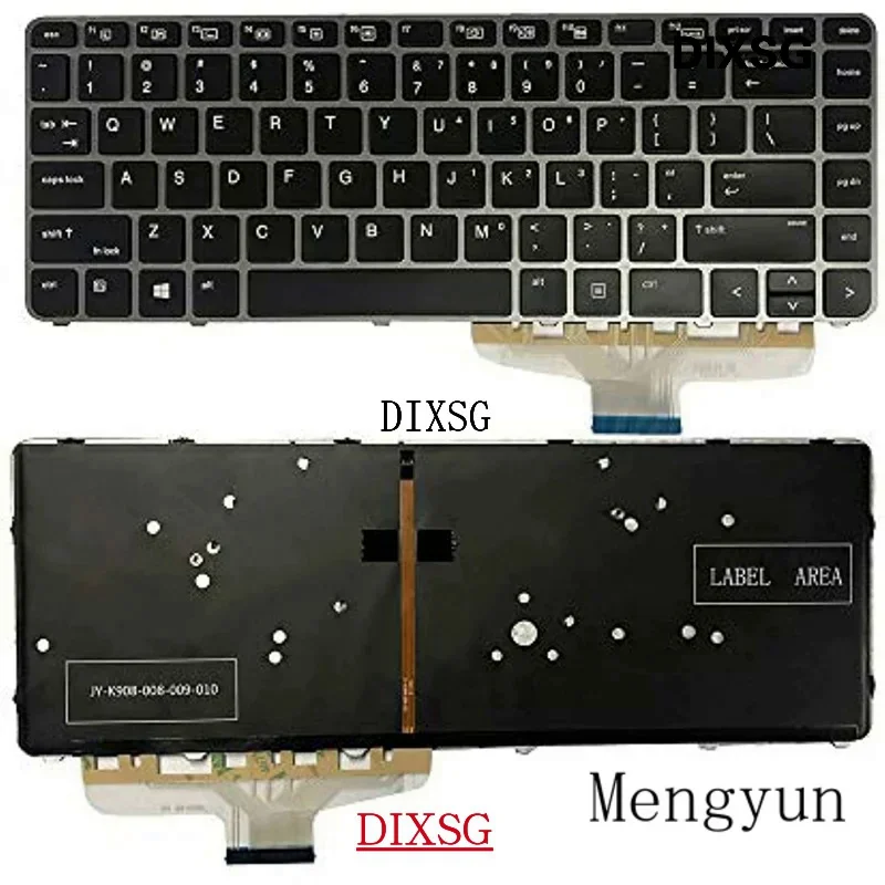 Laptop backlit US keyboard replacement for HP EliteBook Folio 1040 G3 818252-001 844423-001 9Z. nchbq.001, NSK-CY0BQ (Silver)