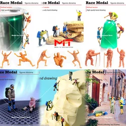 Miniature Figure 1/64 1/87 Rock Climber On Foot Outdoor Character Figurine Microlandscape Scene Mini Doll Model Creative Props