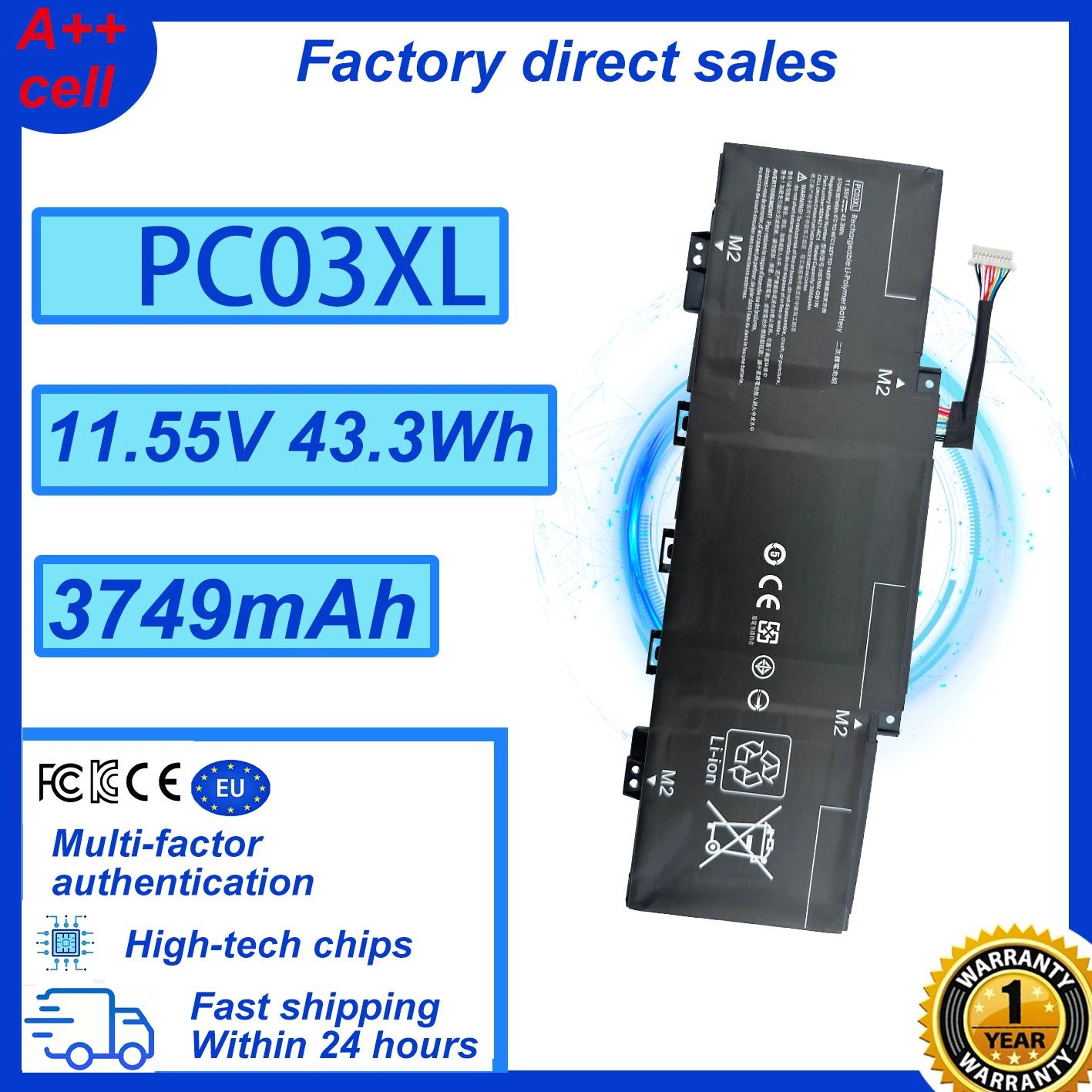

PC03XL M24648-005 Battery For HP Pavilion x360 14 15 14-DY 14-BA 14-CD 15-er Series HSTNN-OB1W M24421-271 M24421-AC1 PC03043XL