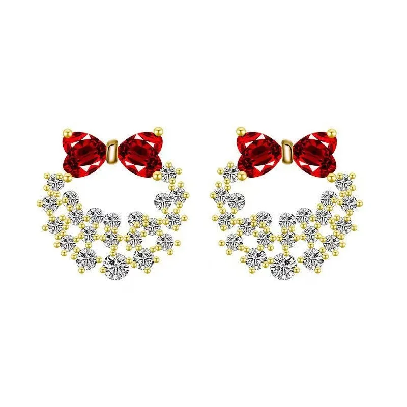

Creative Women Bowknot Zircon Earrings Engagement Earrings for Women Stainless Steel Jewelry Accessories Party Anniversary Gift