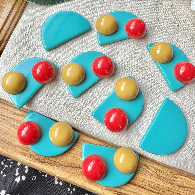 

30 шт./лот, цветные круглые бусины, декоративные бусины в форме полукруга, бусины из смолы, кабошоны, для самостоятельного изготовления украшений, аксессуары для одежды и волос