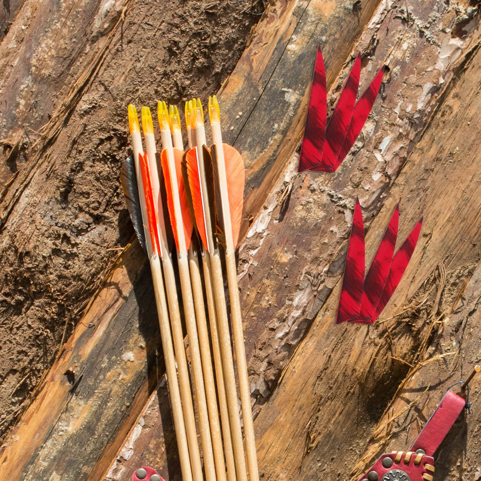 

6 шт. Камуфляжные опережки для стрел в форме щита, 4 дюйма, красные, многоразовые, практичные и долговечные, для стрел для лука