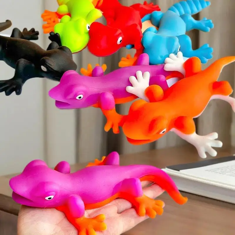 1Pcs Faux Lizard Vibrant Squishy Item, Cartoon TPR Expandable Lizard Toy, Soft Pressure Alleviating Squeeze Widget for Children