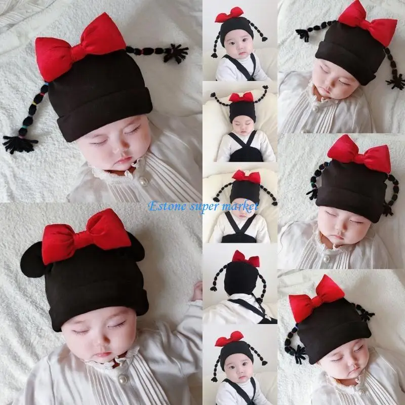 090B Infant Toddler Braided Caps Soft Cotton Double Layer Hat Baby Fashion Braided Hat Comfortable Hat for 0-3 Years