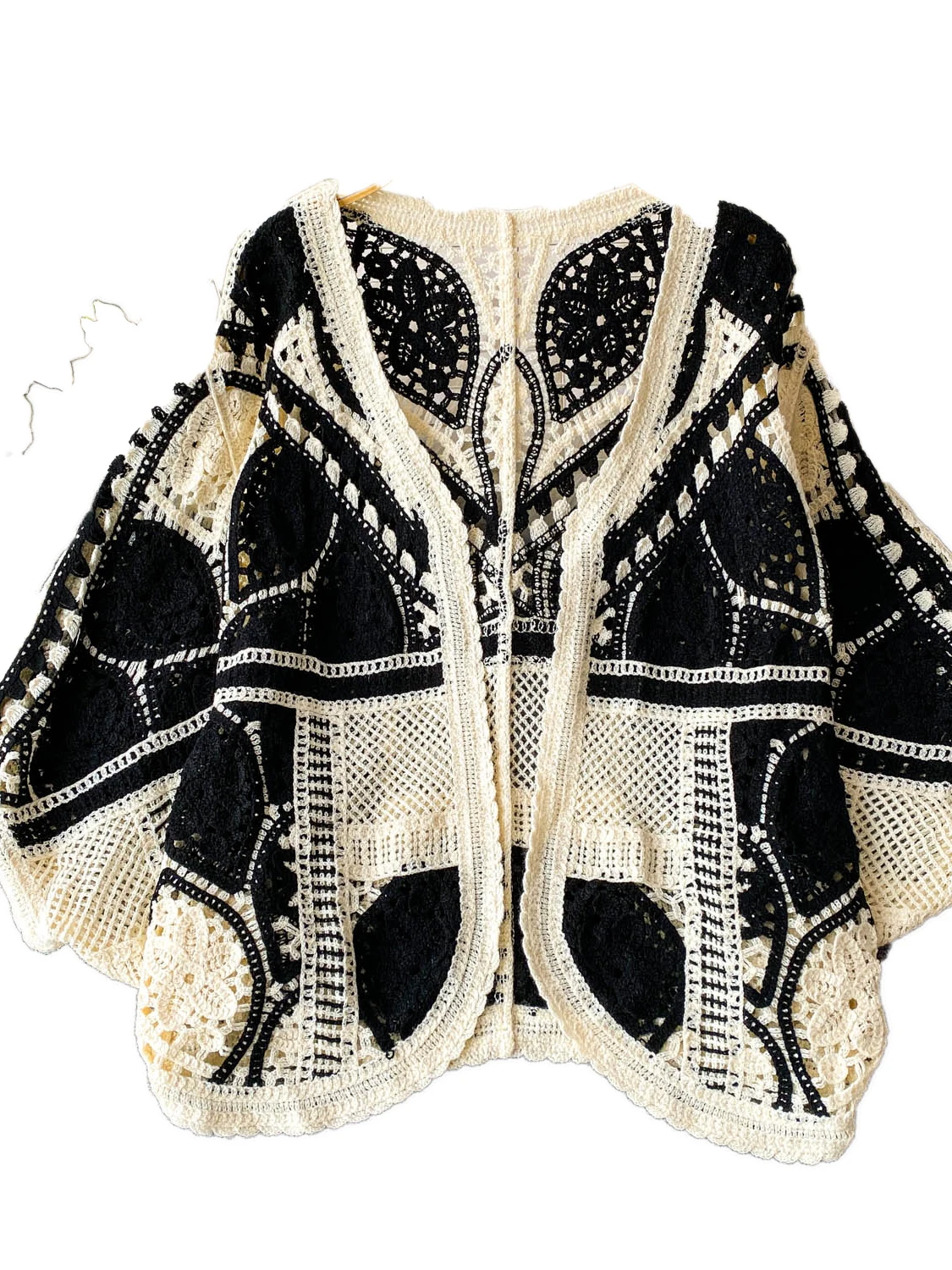 V-Ne Open Cardigan Knitted Loose Hollow out Batwing Sve Women's Spring Autumn Holiday Slimming Top Sun Protection