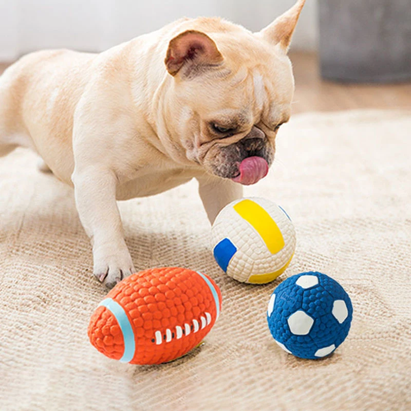 

New Soft Latex Pet Dog Toy Rugby Volleyball Football Squeaky Toys Cotton Filling Chew Ball Toy Pet Supplies