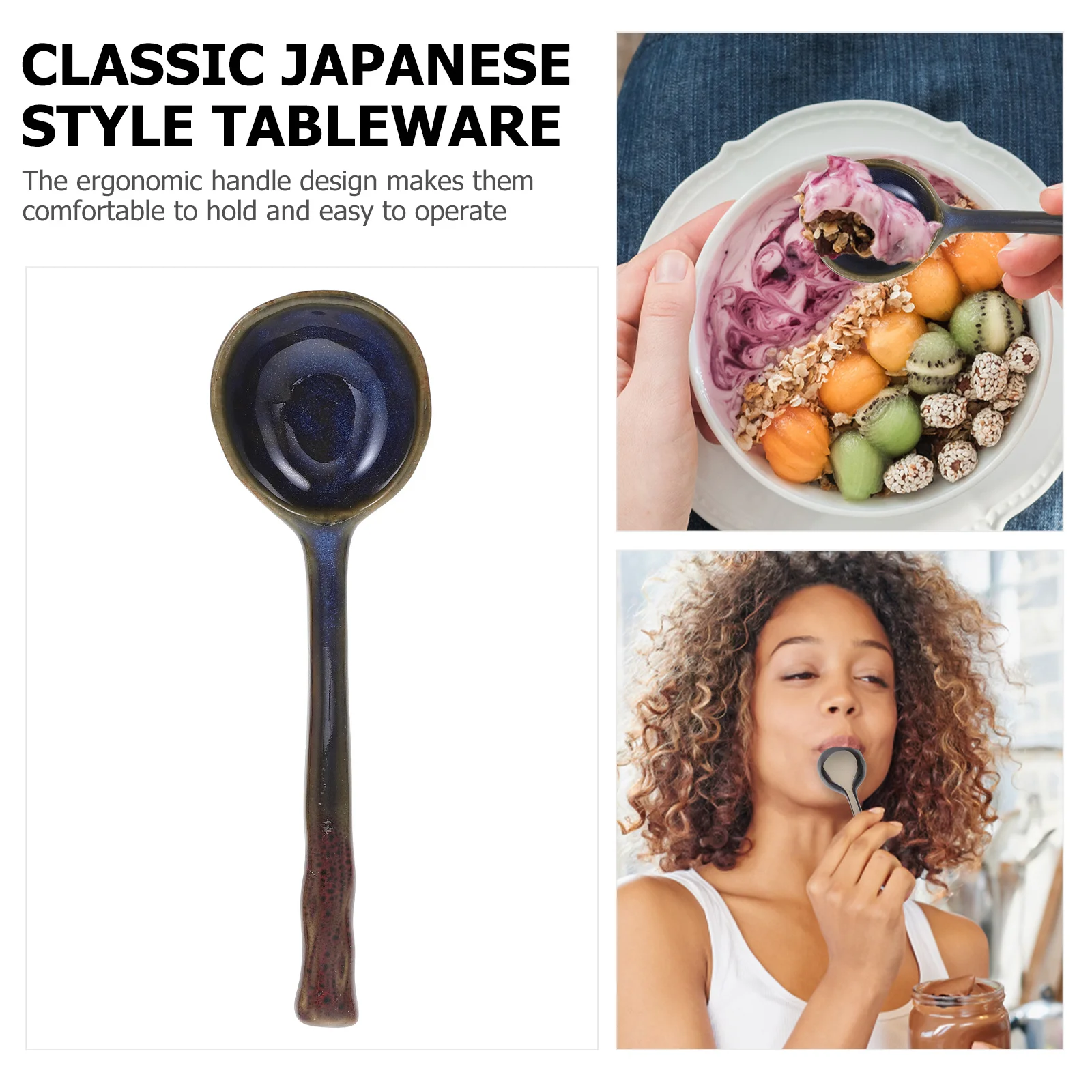 النمط الياباني ملعقة شوربة السيراميك المنزلية مطعم عصيدة الحلوى ملاعق الطعام ملعقة السيراميك ملاعق القهوة