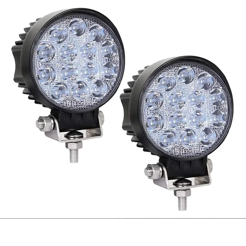 Barra de luz redonda Led, 2 uds., 4,5 ", 84w, 14000LM, pod de luz de inundación todoterreno, barra de techo antiniebla para conducción, parachoques para Jeep, camión SUV, cazadores
