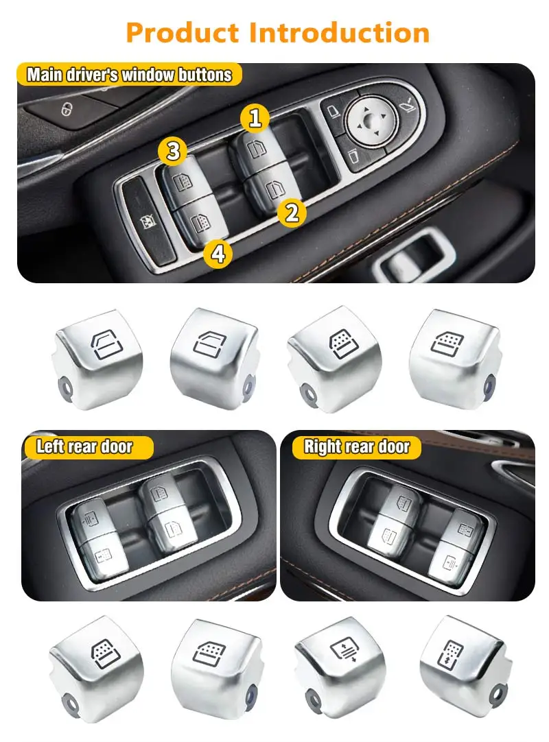 Für Mercedes Benz W222 S-Klasse Fensterheber-Schalter Auto-Fensterknopf-Kappe Baugruppe S320 S350 S400 S450 S500 S680 Baujahr 14-20 – Detail 2