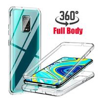 360 Degree Full Body Phone Cover For Xiaomi Redmi Note 9 Shockproof Clear Double-sided TPU+PC Cover For Redmi Note 9s 9 Pro