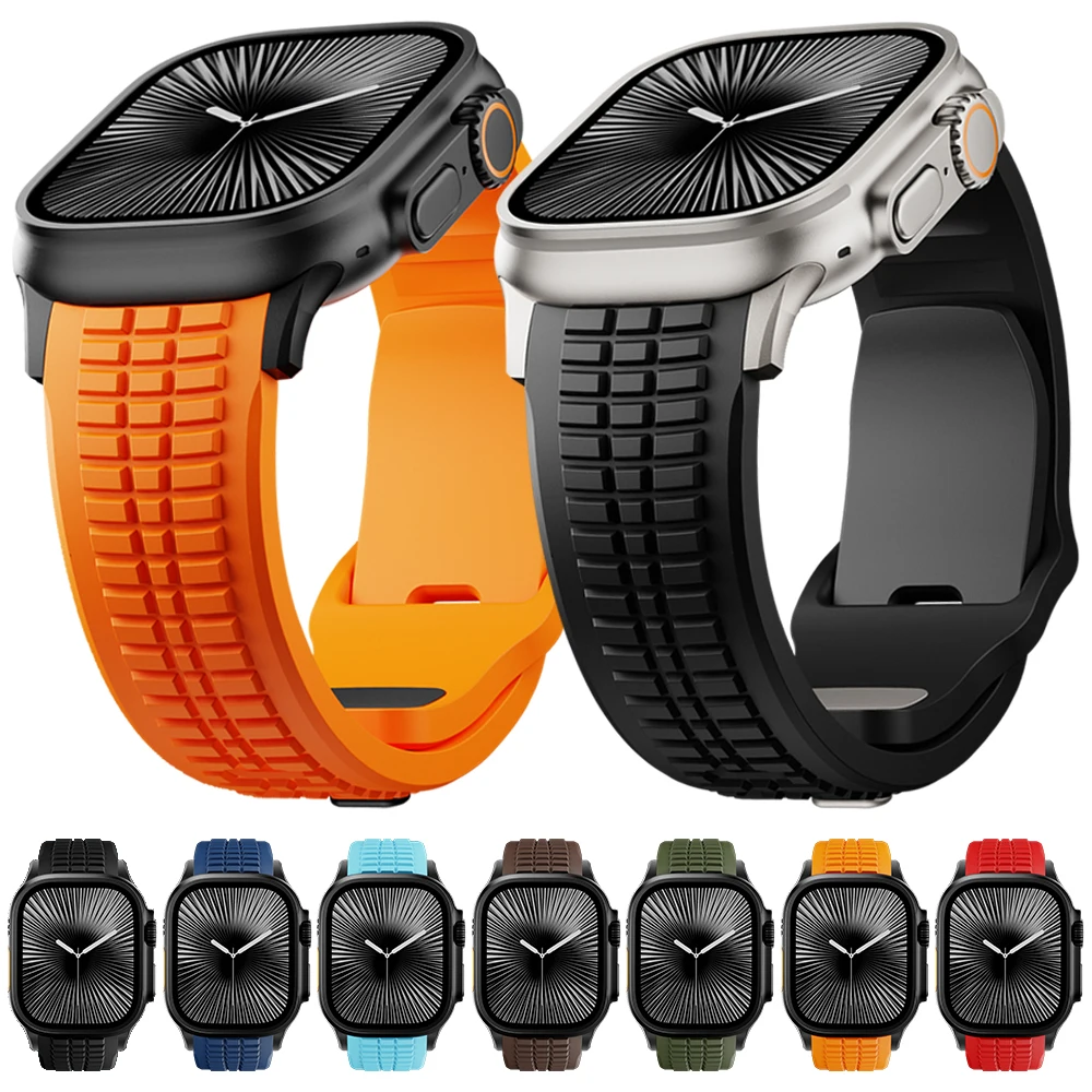 רצועת שעון גומי עבור Apple Watch Band Ultra 3 2 1 49mm צמיד סיליקון ספורט ל-iWatch 11 10 9 8 SE 46mm 45mm 44mm רצועת גברים