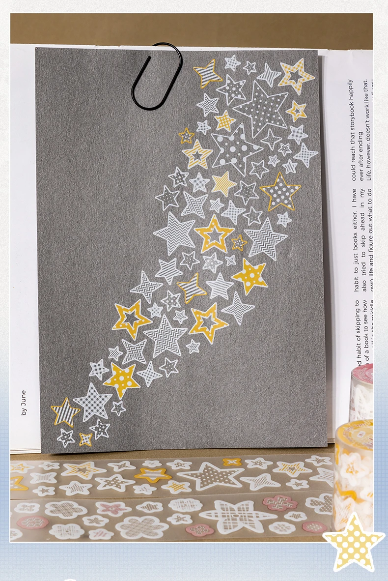 Journal GO 4,5cmx2m Nebel-Matt PET-Klebeband-Aufkleber mit Grundelementen und Gittermustern für Scrapbooking und kreatives Basteln – Detail 3