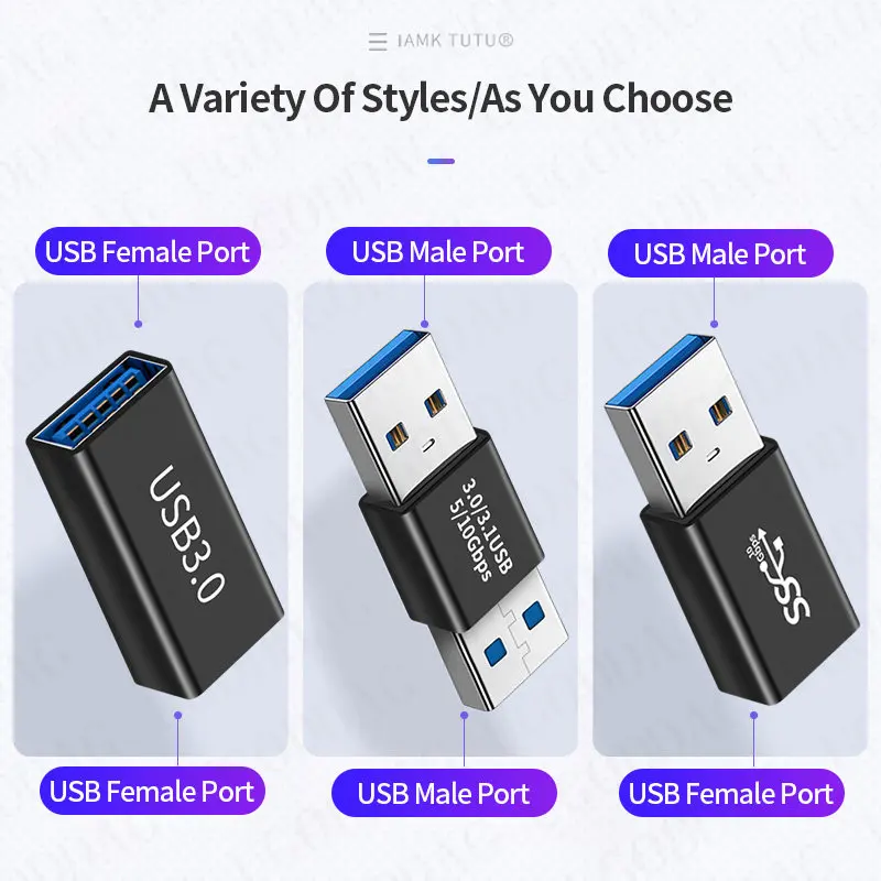 USB3.0อะแดปเตอร์5Gbps USB ต่อ USB Converter ชายชายปลั๊กสำหรับ PC แล็ปท็อป USB3.0 Coupler Extender การเชื่อมต่อ