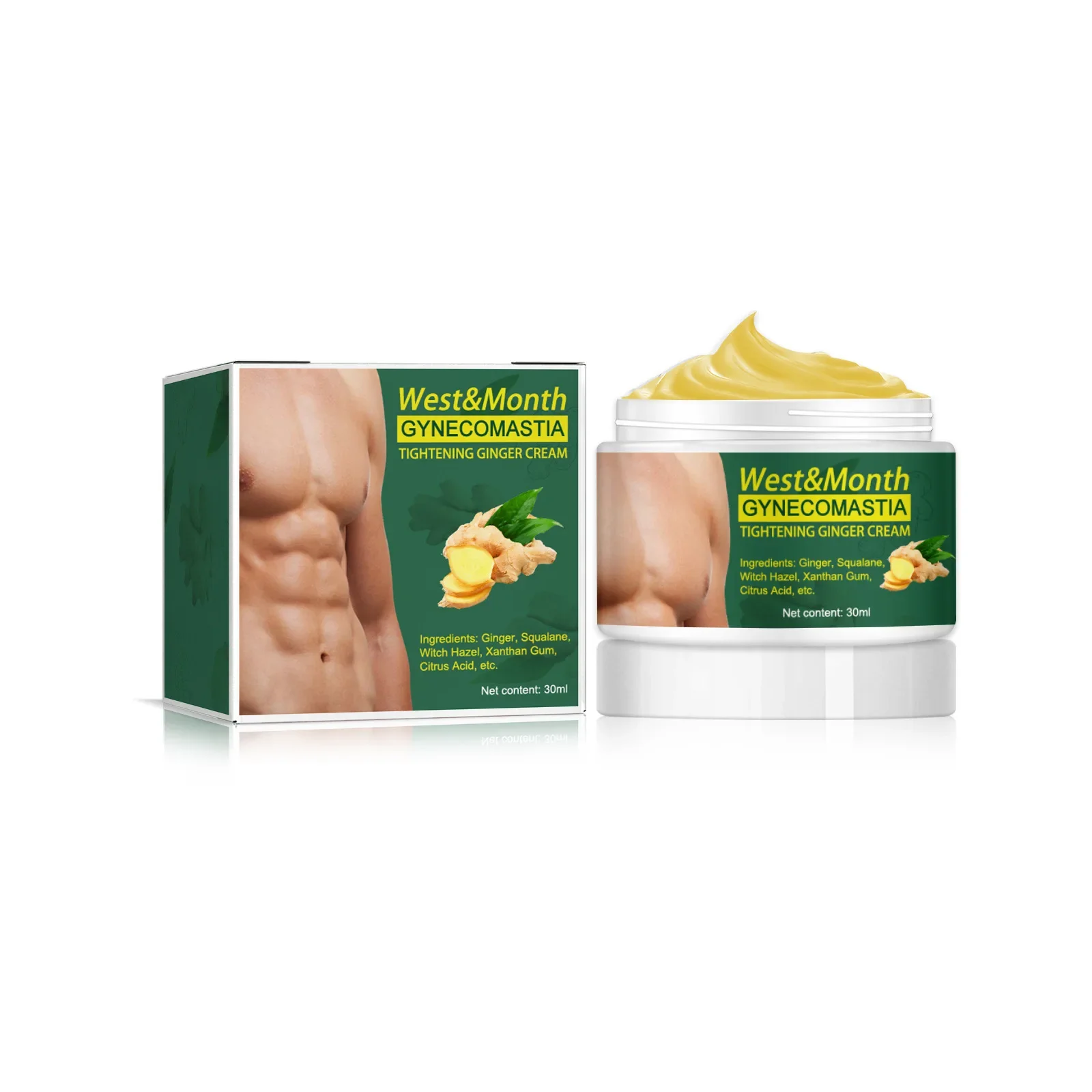 

Man Breast Firm Massage Cream Ginger Serum Remove Excess Fat Effective Shrink Chest Gynecomastia Tighten Essence Oil Cream 30ml