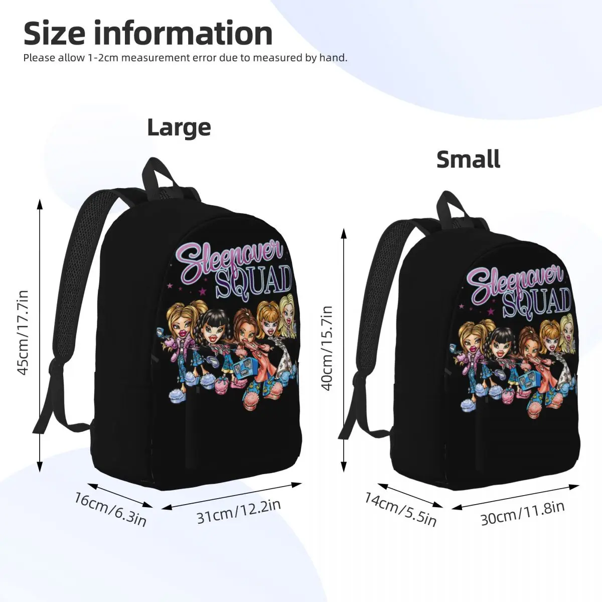 Bratz Group Shot Sleepover Squad Sac à dos en toile pour adolescents, sac à dos d'affaires pour le lycée, sacs pour ordinateur portable pour hommes et femmes, cadeau