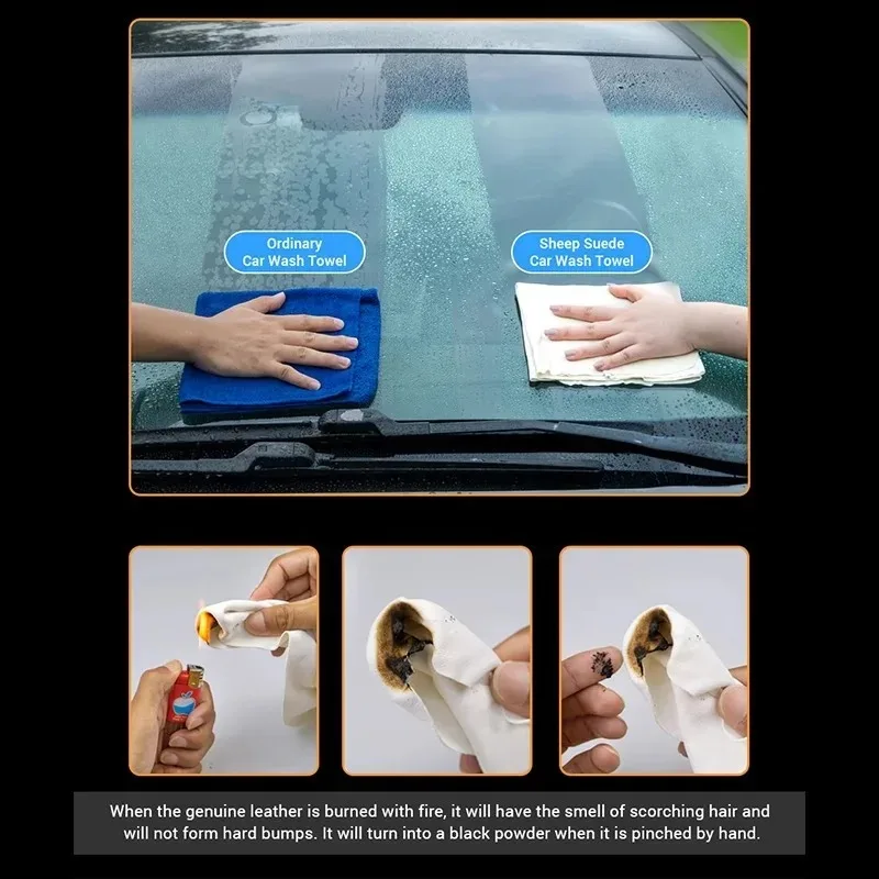 Car Care Cleaning Cloth Genuine Sheepskin Wash Rag Suede Ultra Absorbent Quick Dry Towels for Car Wash Without Leaving Any Marks