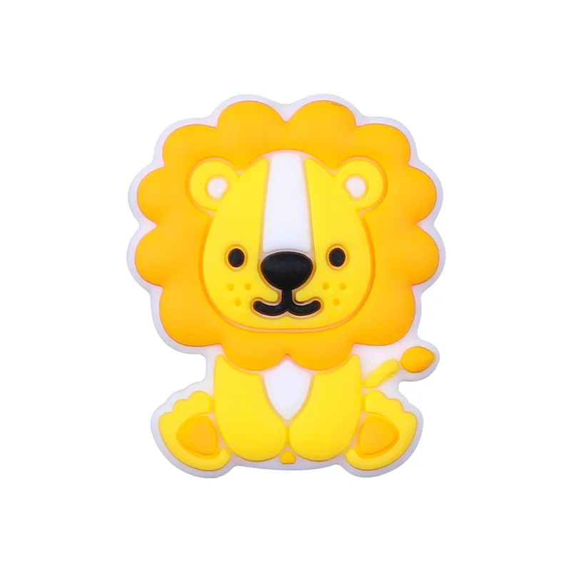 10Pcs Silicone Chew Beads Cartoon Elephant Tiger Teether Beads For Pacifier Chain Bracelet Making DIY Plastic Pen Accessory