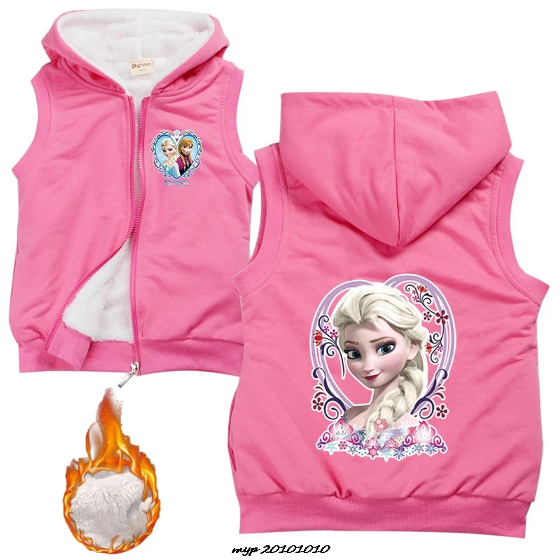 Frozen Elsa Teenagers Children Jacket Vests Warm Autumn Winter Boys Girls Parent-Child Coat Waistcoat Kids Hooded Outerwear