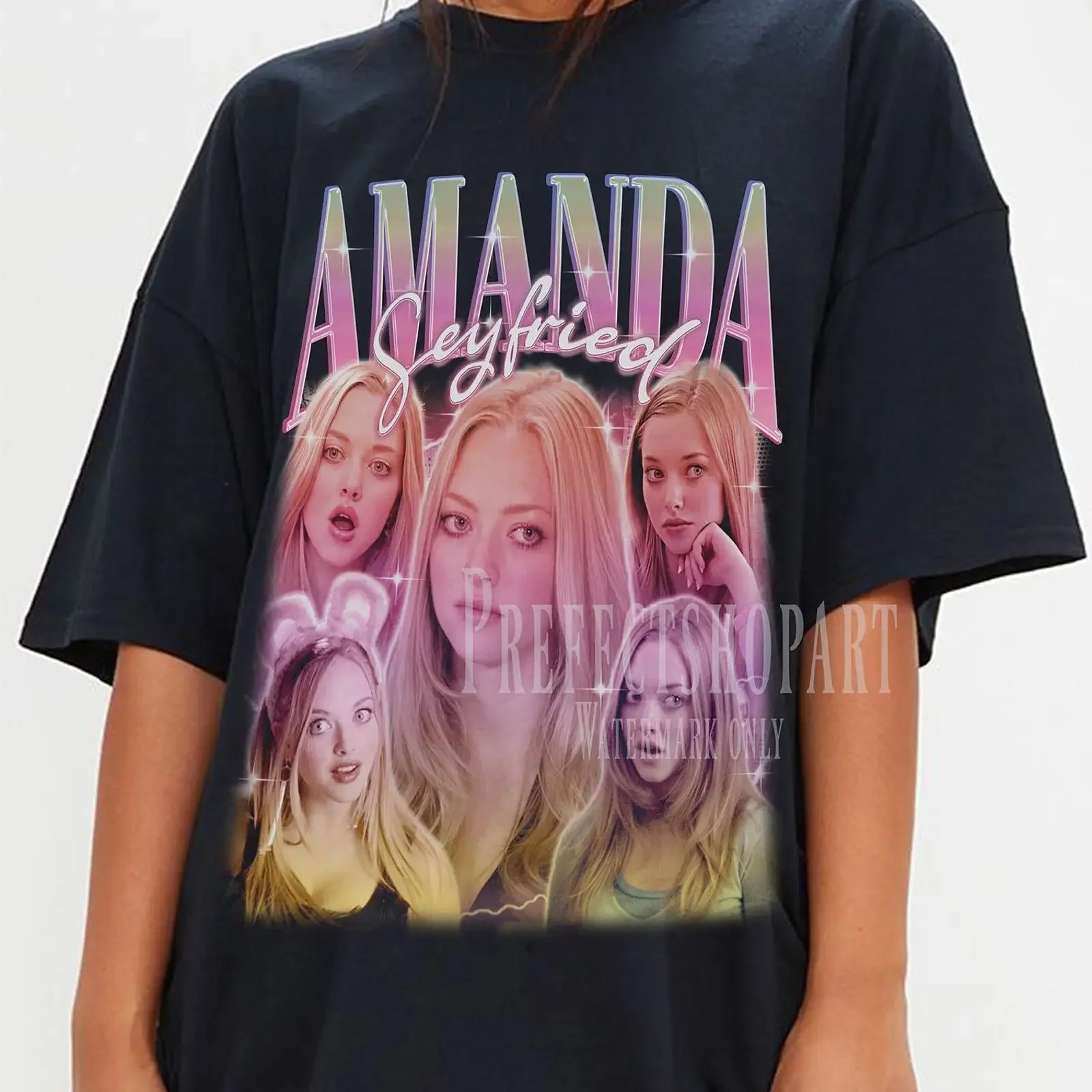 Retro 90s Amanda Seyfried Vintage Homage T Shirt Casual Fan  vintage Washed Versatile Soft Stretched Comfortable Slightly