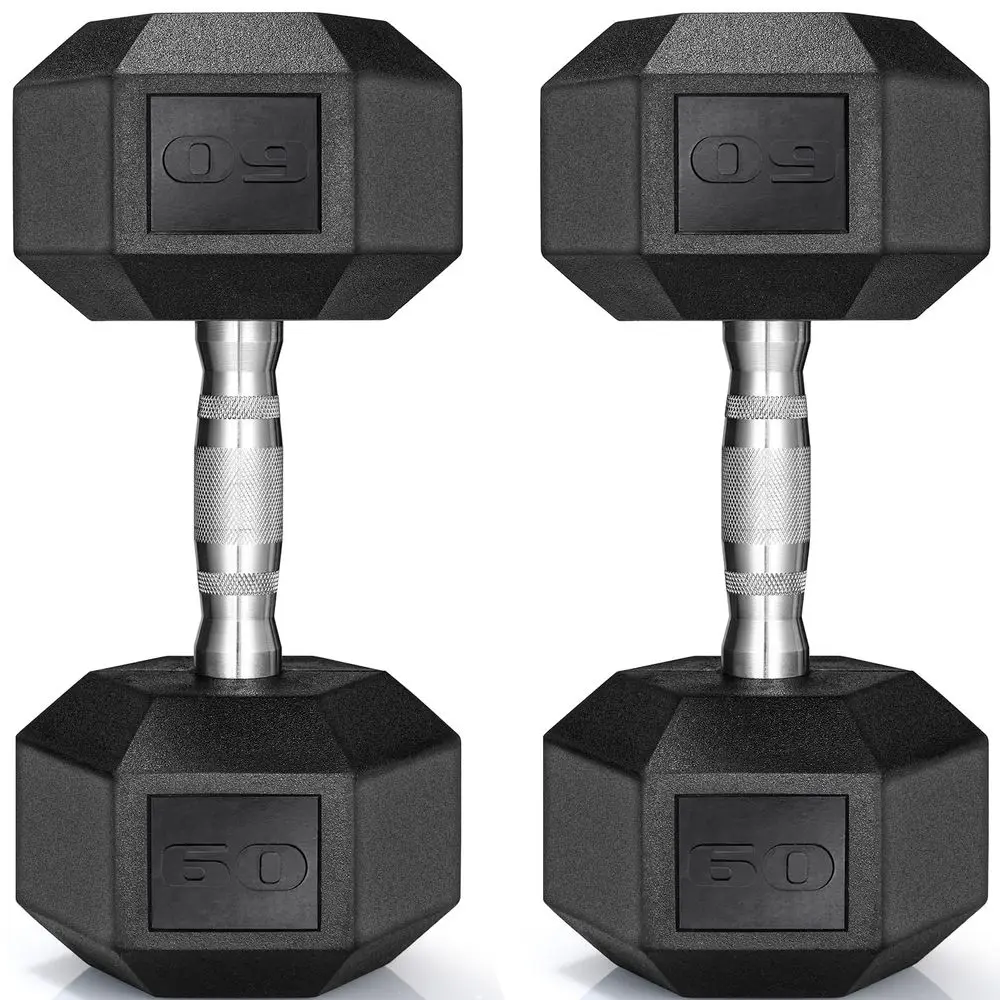

Dumbbells Rubber Coated Cast Iron Hex Black Dumbbell 3085lb Free Weights Dumbbell Set of 2